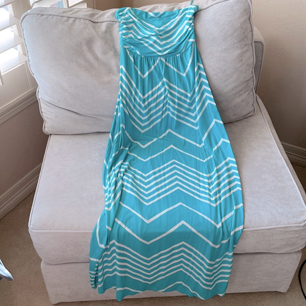 DesignHistory teal/white maxi dress